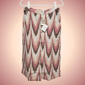 Faherty Whitley Skirt Organic Cotton Medium Desert Ikat Pockets NWT